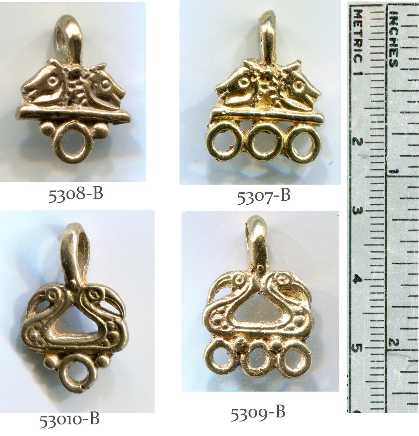 Bead Hanger - Double Bird Head with Triple Rings - 5309B