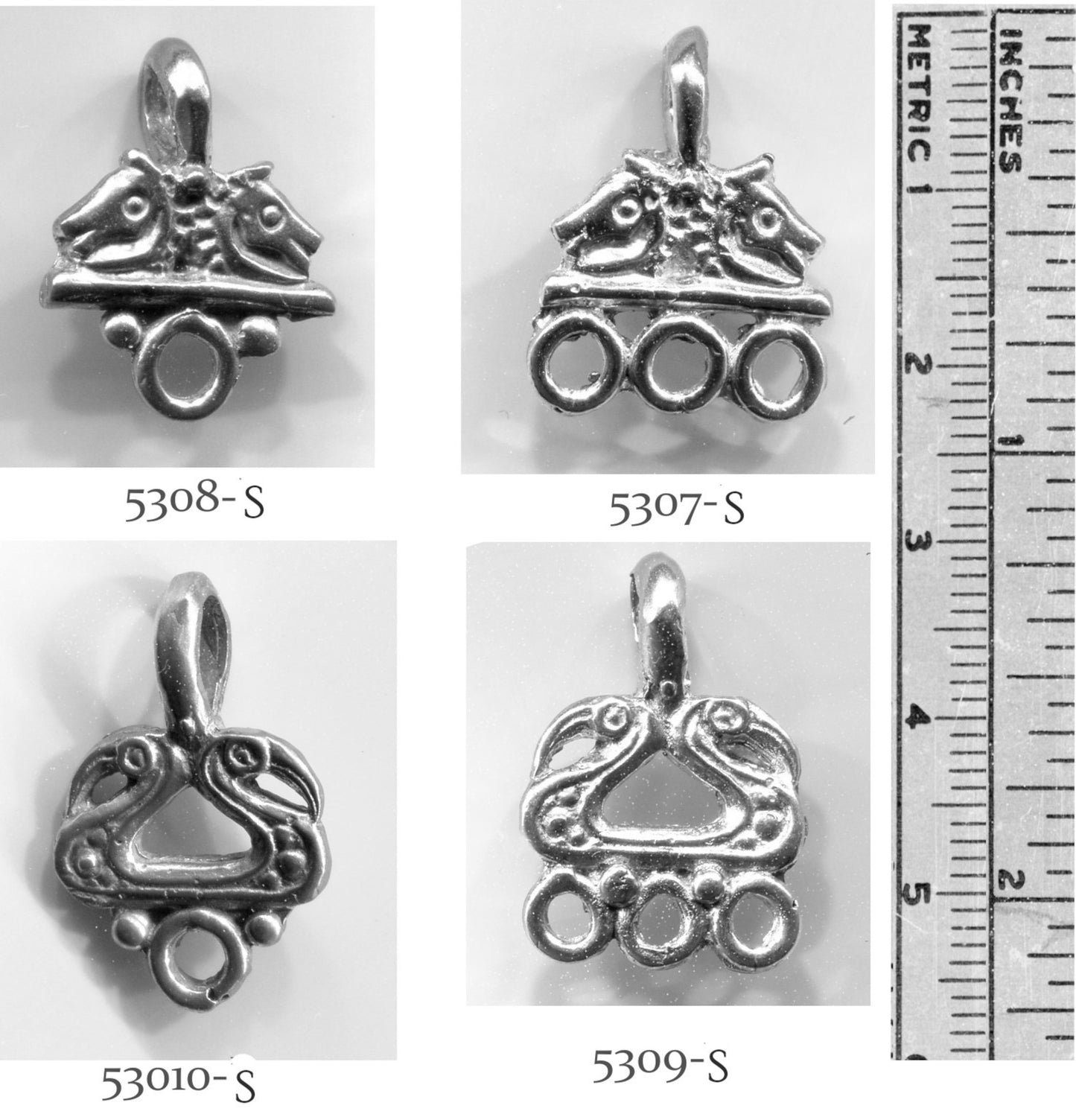 Bead Hanger - Double Horse Head with Triple rings - 5307S