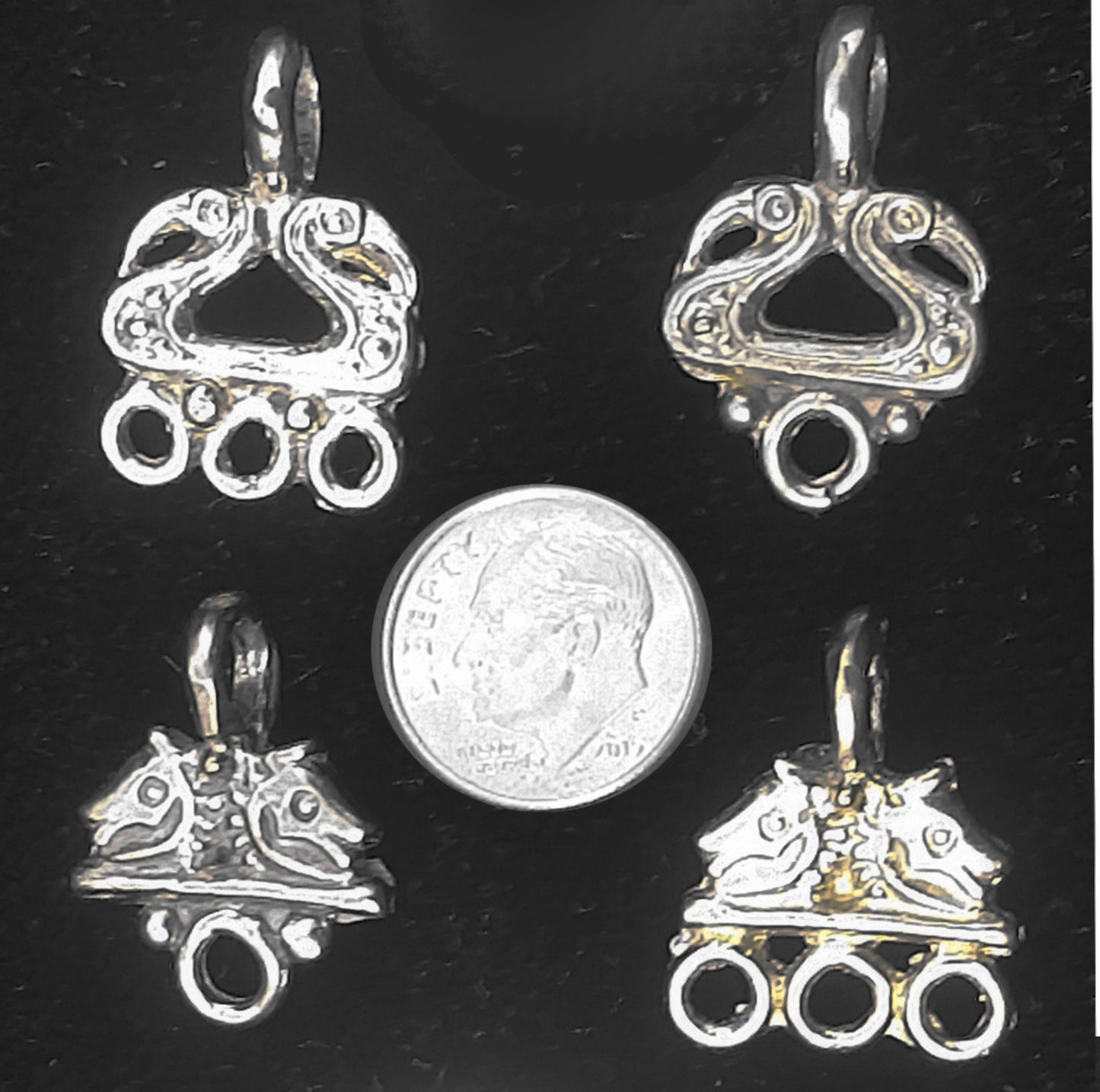 Bead Hanger - Double Bird Head with Triple Rings - 5309S