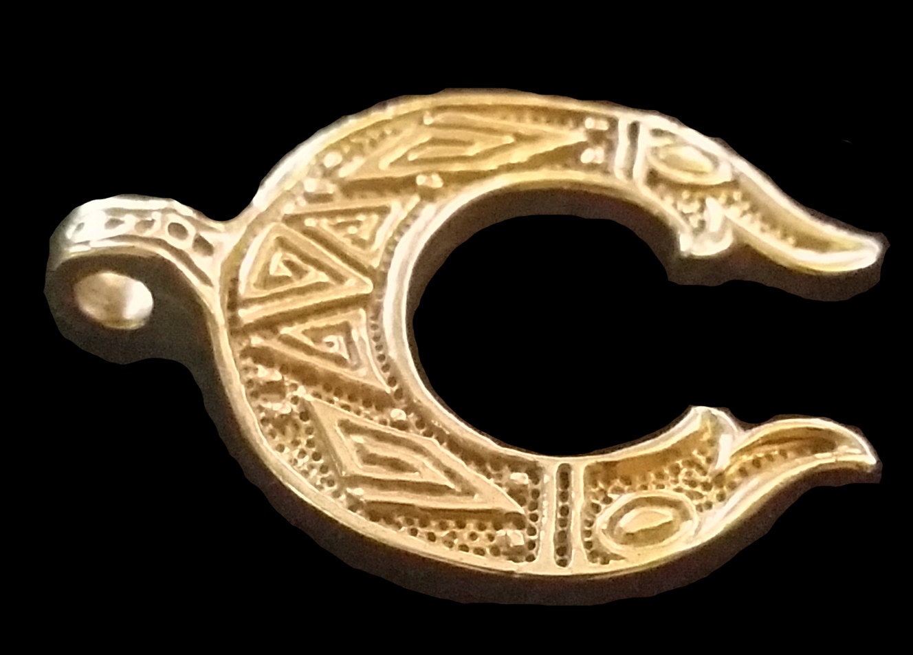 Lunula / Lunitsa with Double Dragon Zoomorphic Animal Heads - Slavic Pagan - 5010B