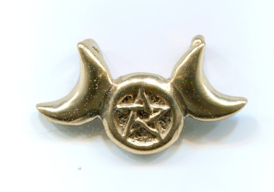 Triple Goddess Moon with Pentagram Center - Necklace Centerpiece - 2006B