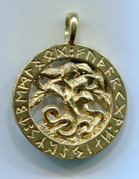 World Tree with Futhark Ring - Bronze - 5130B