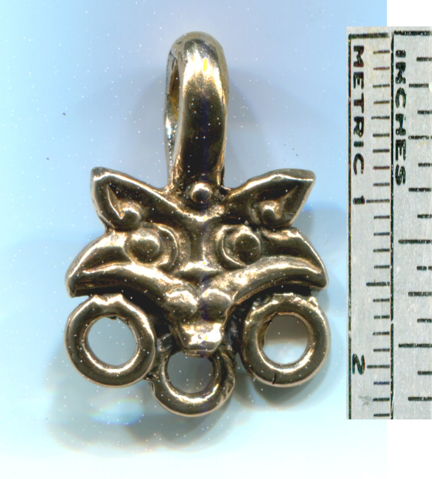 Bead Hanger - Borre Style Cat with Triple Ring - 5313B